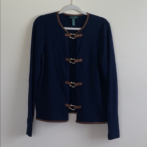 Lauren Ralph Lauren Sweaters - Lauren Ralph Lauren Navy Cardigan with Buckles